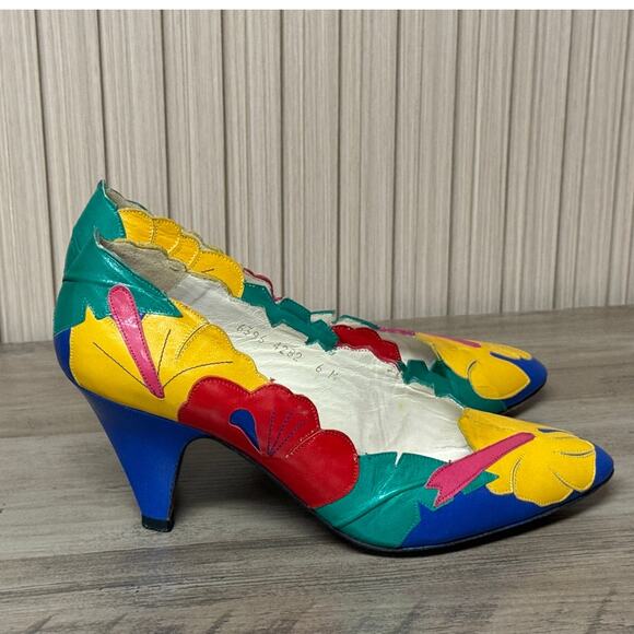 Zalo Shoes - PARADOX by ZALO Multicolored Leather Kitten Heels Women’s Size 6M